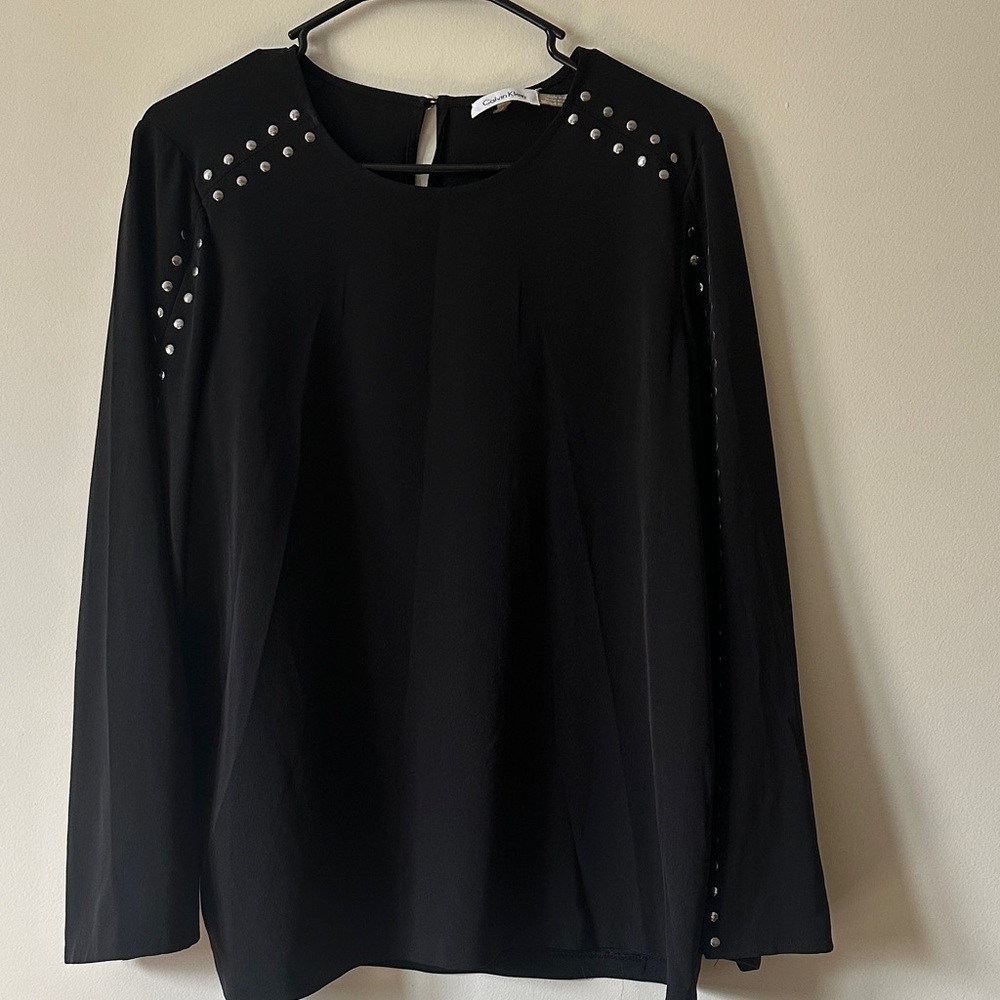 Calvin Klein Black Top with Silver Accents